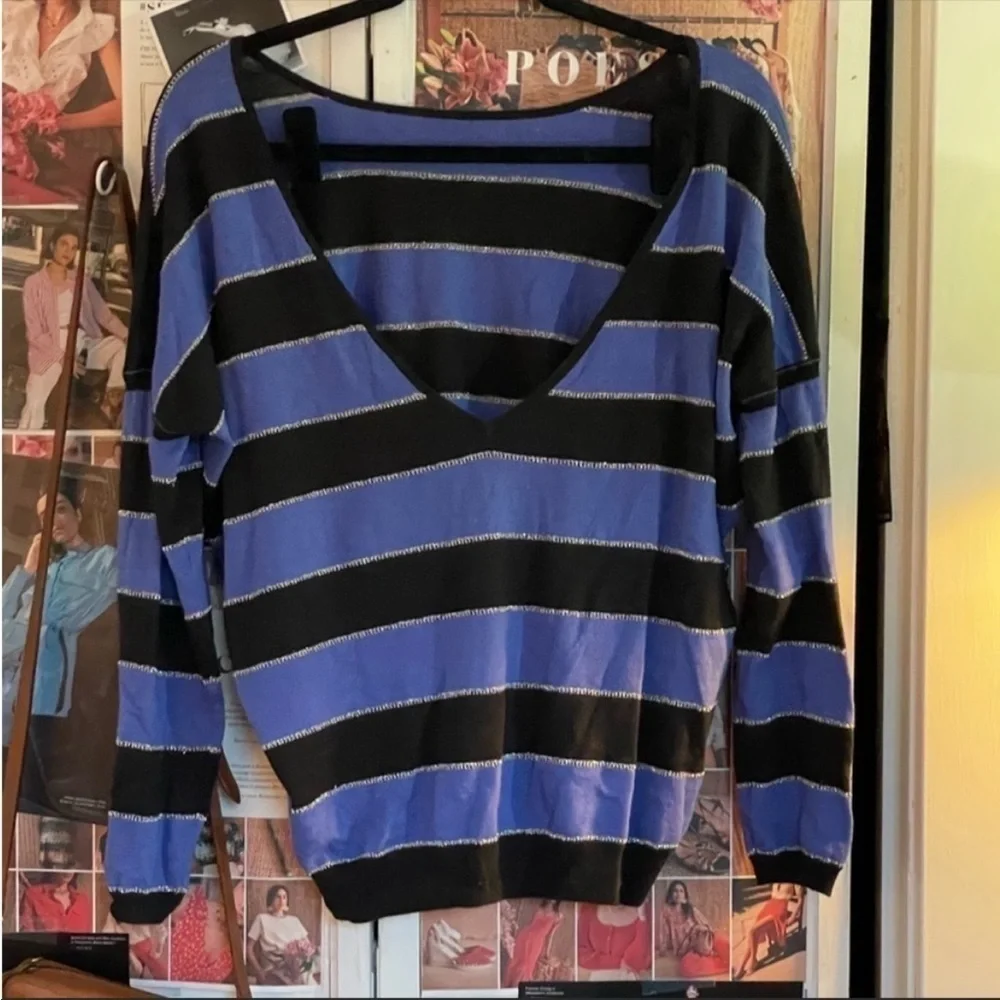 Sandro Off the Shoulder Striped Sweater Size 1 - Picture 6 of 9